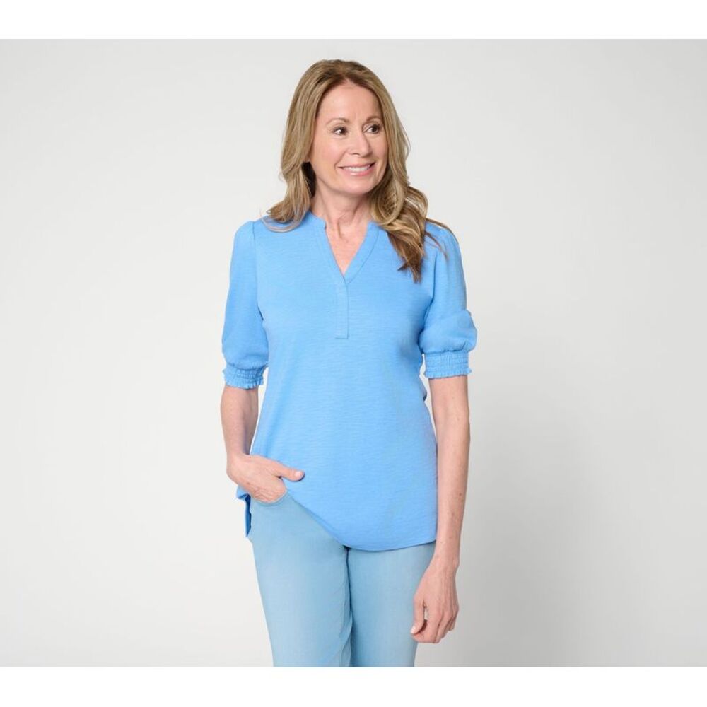 Belle by Kim Gravel Women's Top Sz S Make Your Selection: Slub Knit Blue A723973